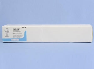 Ethicon Prolene Sutures with Hemo-Seal - PROLENE Polypropylene Monofilament Suture, Blue, BV130-5 Needle, Double-Armed, Size 8-0, 2"-18" - M8738