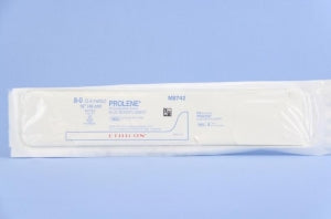 Ethicon Prolene Sutures with Hemo-Seal - PROLENE Polypropylene Monofilament Suture, Blue, BV175-6 Needle, Double-Armed, Size 8-0, 2"-18" - M8742