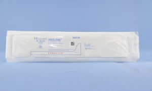 Ethicon Prolene Sutures with Hemo-Seal - PROLENE Polypropylene Monofilament Suture, Blue, BV175-8 Needle, Double-Armed, Size 7-0, 2"-24" - M8745