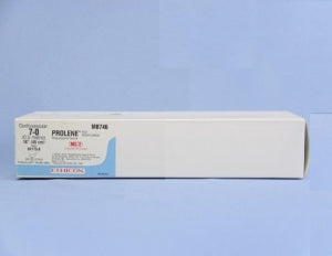 Ethicon Prolene Sutures with Hemo-Seal - PROLENE Polypropylene Monofilament Suture, Blue, BV175-8 Needle, Double-Armed, Size 7-0, 2"-18" - M8746