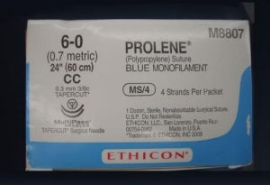 Ethicon Tapercut Prolene Non-Absorbable Sutures - SUTURE, PROLENE, MONO, BLU, 6/0, 4-24", CC - M8807