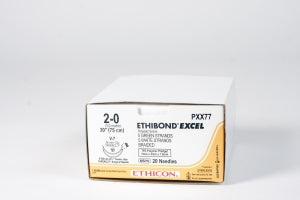 Ethicon Tapercut Ethibond Excel Non-Absorbable Sutures - Ethibond Excel Suture, V-7, Size 2/0, Green and White, 8" x 30" - PXX77