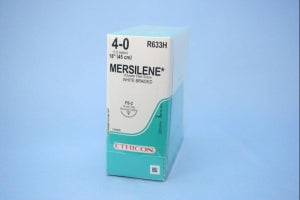 Ethicon Reverse Cutting Mersilene Nonabsorbable Sutures - Mersilene Suture, 18", White, FS-2 Needle, Size 4/0 - R633H