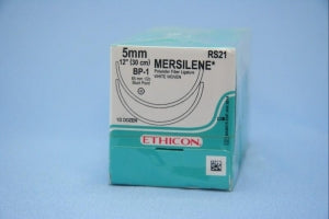 Ethicon Mersilene Polyester Fiber Strip Sutures - Mersilene Woven Suture, White, 12", 5 mm, BP-1 Needle - RS21