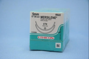 Ethicon Taper Point Mersilene Sutures - Mersilene Woven Suture, 12", White, CTX, 5 mm - RS22