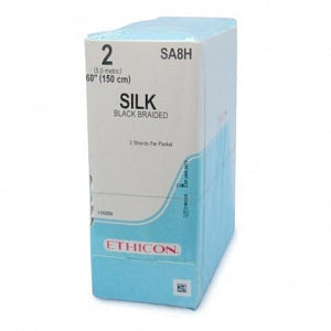 Ethicon Perma-Hand Silk Sutures - Perma-Hand Suture, Black Braided, Size 2, 2 x 60" - SA8H