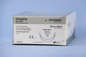 Ethicon Stratafix Knotless Tissue Control Devices - Stratafix Spiral PDO Suture, Violet, Size 1, 36 cm x 36 cm, with Double Armed CTX Needles, 48 mm - SXPD2B405