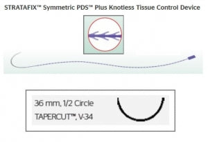 Ethicon Stratafix PDS Wound Closure System - Stratafix Spiral PDS Suture, Violet, Size 0, 30 cm, V-34 Needle - SXPP1B404