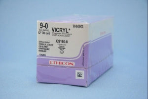 Ethicon Ultima Spatula Vicryl Absorbable Sutures - VICRYL Absorbable Suture, Violet Monofilament, CS160-8 Needle, Size 9/0, 12" - V449G