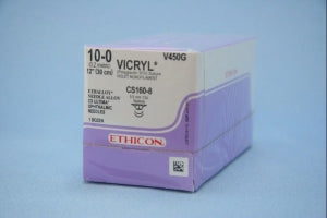 Ethicon Ultima Spatula Vicryl Absorbable Sutures - VICRYL Absorbable Suture, Violet Monofilament, CS160-8 Needle, Size 10/0, 12" - V450G