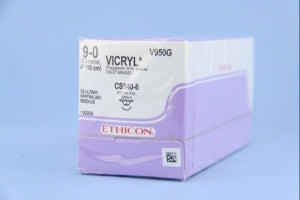 Ethicon Ultima Spatula Vicryl Absorbable Sutures - VICRYL Absorbable Suture, Violet Monofilament, CS140-6 Needle, Size 9/0, 4" - V950G