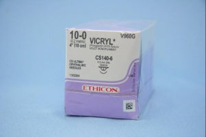 Ethicon Ultima Spatula Vicryl Absorbable Sutures - VICRYL Absorbable Suture, Violet Monofilament, CS140-6 Needle, Size 10/0, 4" - V960G