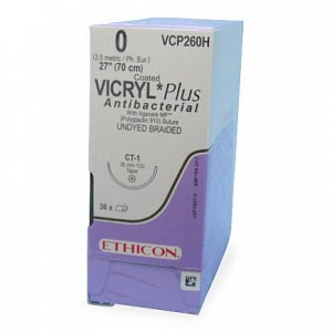 Ethicon Coated Vicryl Plus Antibacterial Suture (Polyglactin 910) - Coated Vicryl Plus Suture, 0, 27, 70 VC - VCP260H