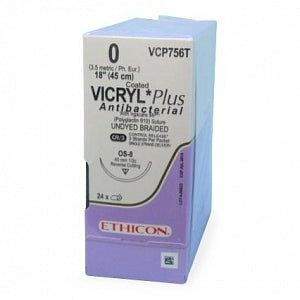 Ethicon Coated Vicryl Plus Antibacterial Suture (Polyglactin 910) - Coated Vicryl Plus Suture, 03, 18", OS-8 CR - VCP756T