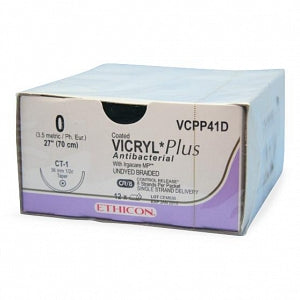 Ethicon Coated Vicryl Plus Antibacterial Suture (Polyglactin 910) - Coated Vicryl Plus Suture, 0, 8-27 VCP - VCPP41D