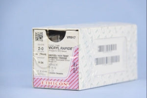 Ethicon Tapercut Vicryl Rapide Absorbable Sutures - Vicryl Rapide Coated Undyed Braided Suture with 36 mm 1/2 Circle V-34 Tapercut Needle, 36" Long, Size 2-0 - VR917