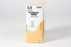 Ethicon Taper Point Ethibond Excel Suture - Ethibond Excel Suture, RB-1, Size 5/0, Green, 30" - X550H