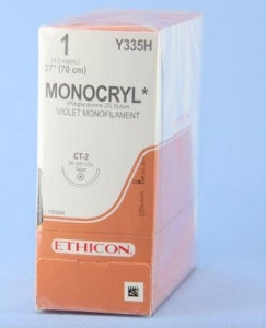 Ethicon Monocryl Absorbable Sutures - Monocryl Monofilament Suture, Violet, CT, 27", Size 1-0 - Y335H