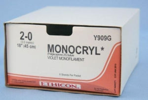 Ethicon Sutupak Pre-Cut Sutures - Monocryl Monofilament Suture, Violet, 6-18", Size 3-0 - Y908G