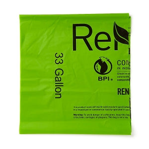 Renew Packaging Compostable Bags - 33-gallon 0.8-Mil Compostable Bag, 33" x 39" - TL-3339X8