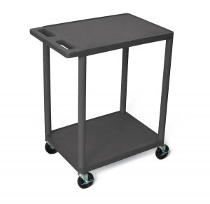 Medline 2-Shelf Tub Carts - 2 Shelf Polyethylene Cart with 4" Casters, 24"W x 18"D x 33-1/2"H, Black - HE32BLK