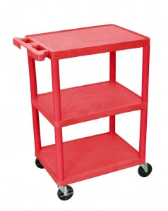 Medline 3-Shelf Utility Carts - 3 Shelf Polyethylene Cart with 4" Casters, 24"W x 18"D x 32-1/2"H, Red - HE34RD