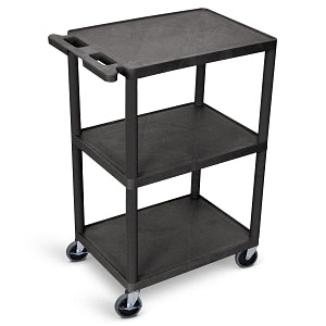 Medline 3-Shelf Utility Carts - CART, 3 SHELF, 32"W X 24"D, POLY, BLACK - EVSHE40BLK