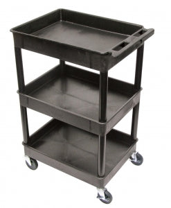 Medline 3-Shelf Utility Carts - 3 Shelf Polyethylene Tub Cart with 4" Casters, 24"W x 18"D x 38-1/2", Black - STC111BLK