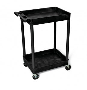 Medline 2-Shelf Tub Carts - 2 Shelf Polyethylene Tub Cart with 4" Casters, 24"W x 18"D x 37-1/2"H, Black - STC11BLK