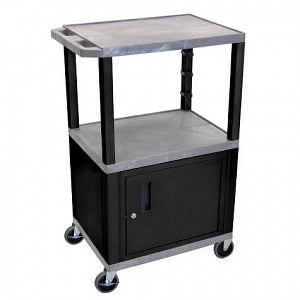 Luxor Furniture 3-Shelf Tuffy Cart - CART, W/CABINET , TUFFY, 3 SHELF, BLACK - WT42GYC2-B