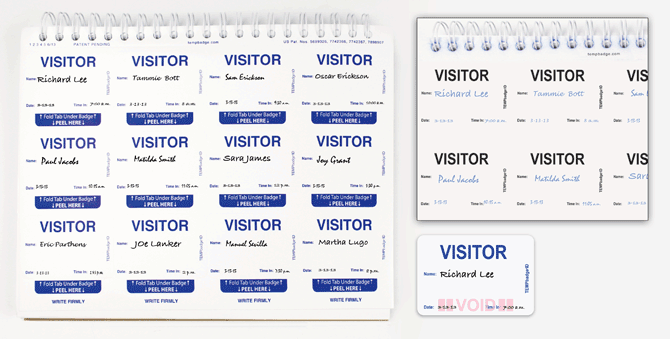 Visitor Pass Form Self-Expiring Synthetic Removable Visitor 4 2.8125 X 1.8437 White With Blue 12 Per Sheet, 40 Sheets Per Package