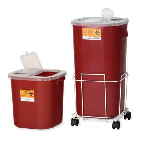 Economical Mobile Sharps Containment 16gal Sharps Containers - 13.5"W x 13.5"L x 25.5"H