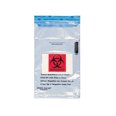 Enhanced Speci-Gard Biohazard Bag with Absorbent Biohazard Bag - 6"W x 10"H - Clear with Absorbent Pad