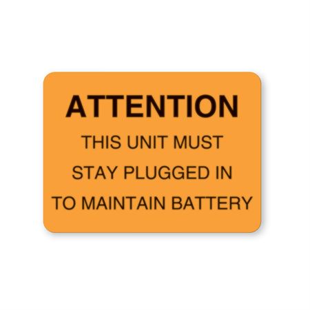 Equipment Ready/Attention Labels Attention" Battery - FL Orange - 2.37"W x 1.75"H