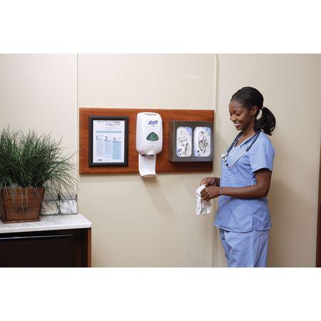 Exam Room Panel Room Organization with Stainless Steel Glove Dispenser on Panel - 35"W x 16"H