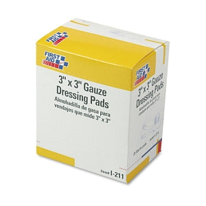 First Aid Only Inc. Sterile Gauze Pads in Dispenser Box - Gauze Dressing Pads, 3" x 3" - I-211