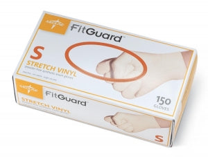 Medline FitGuard Stretch Vinyl Exam Gloves - FitGuard Stretch Vinyl Powder-Free Smooth Exam Gloves, Size S - FG1501