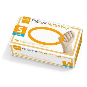 Medline FitGuard Stretch Vinyl Exam Gloves - FitGuard Stretch Vinyl Powder-Free Smooth Exam Gloves, Size S - FG1501