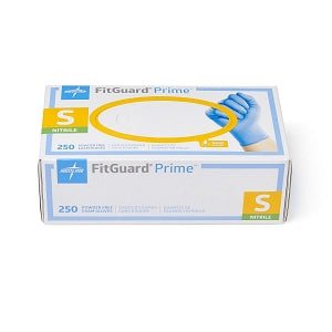 Medline FitGuard Prime Nitrile Exam Gloves - FitGuard Prime Powder-Free Nitrile Exam Gloves with SmartGuard Protective Film Barrier on the Box, Size S - FG2301