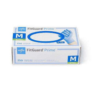 Medline FitGuard Prime Nitrile Exam Gloves - FitGuard Prime Powder-Free Nitrile Exam Gloves with SmartGuard Protective Film Barrier on the Box, Size M - FG2302