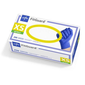 Medline FitGuard Nitrile Exam Gloves - FitGuard Powder-Free Nitrile Exam Gloves with Textured Fingertips, Size XS - FG2500