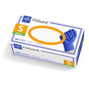 Medline FitGuard Nitrile Exam Gloves - FitGuard Powder-Free Nitrile Exam Gloves with Textured Fingertips, Size S - FG2501