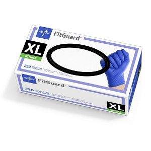 Medline FitGuard Nitrile Exam Gloves - FitGuard Powder-Free Nitrile Exam Gloves with Textured Fingertips, Size XL - FG2504