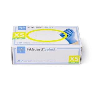 Medline FitGuard Select Powder-Free Nitrile Exam Gloves - FitGuard Select Powder-Free Nitrile Exam Gloves with Textured Fingertips, Size XS - FG2600