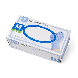 Medline FitGuard Select Powder-Free Nitrile Exam Gloves - FitGuard Select Powder-Free Nitrile Exam Gloves with Textured Fingertips, Size M - FG2602