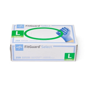 Medline FitGuard Select Powder-Free Nitrile Exam Gloves - FitGuard Select Powder-Free Nitrile Exam Gloves with Textured Fingertips, Size L - FG2603