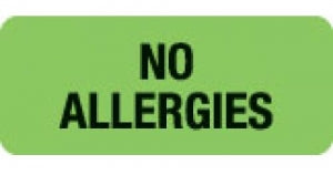 First Healthcare Products Allergies Labels - No Allergy Label, Green, 2-1/4" x 1" - 50710