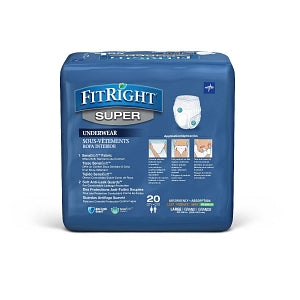 Medline FitRight Super Adult Incontinence Underwear - FitRight Super Protective Underwear, Size L, for Waist Size 40"-56" - FIT33505A