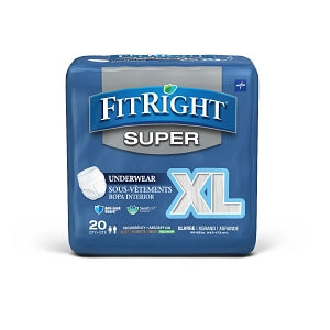 Medline FitRight Super Adult Incontinence Underwear - FitRight Super Protective Underwear, Size XL, for Waist Size 56"-68" - FIT33600A