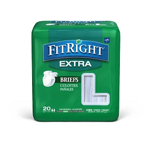 Medline FitRight Extra Incontinence Briefs - FitRight Extra Cloth-Like Adult Incontinence Briefs, Size L, for Waist Size 48"-58" - FITEXTRALG